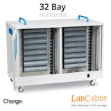 Laptop Charging Trolley - 32 bays of Horizontal Storage & Security for devices up to 15.6 inches