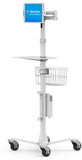 Medical Rolling Cart / Kiosk with Universal Articulating Arm - fits up to 13" Tablets (White)