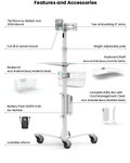 Medical Rolling Cart / Kiosk with Universal Articulating Arm - fits up to 13" Tablets (White)