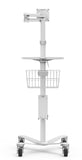 Medical Rolling Cart / Kiosk with VESA Articulating Arm (White)