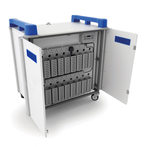 Computer Trolley Lock Laptop Charging Trolley with 32 bays of Vertical Storage & Security ...