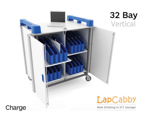 Laptop Charging Trolley - 32 bays of Vertical Storage & Security