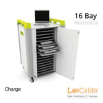 Laptop Charging Trolley - 16 bays of Horizontal Storage & Security