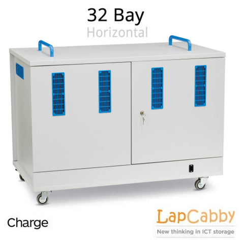 Laptop Charging Trolley - 32 bays of Horizontal Storage & Security for devices up to 15.6 inches