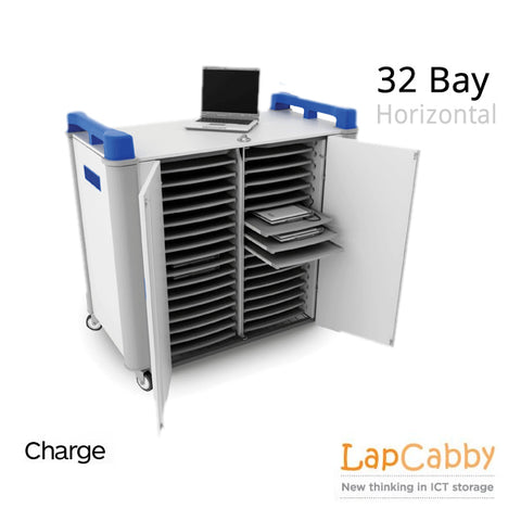 Laptop Charging Trolley - 32 bays of Horizontal Storage & Security
