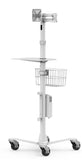 Medical Rolling Cart / Kiosk with VESA Articulating Arm (White)