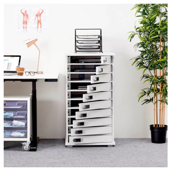Computer Storage With Door Multi-Door Charging Security Cabinet for 10 Chromebooks, Netbooks or L ...