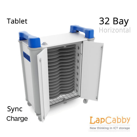 iPad & Tablet Charging Trolley - 32 bays of storage, security & sync